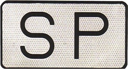 Placa SP servicio público aluminio 120x225 mm Señal V-9 con adhesivo Placa SP servicio público aluminio 120x225 mm Señal V-9 con adhesivo