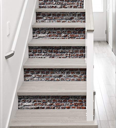 Plage Stairs Vinilos para Escaleras-Ladrillos, Rojo, 100x0.1x19 cm, 3 Unidades