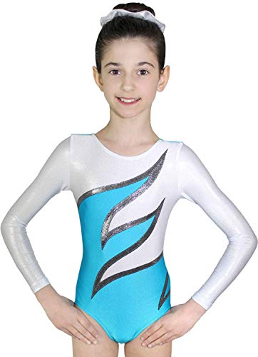 Plamak - Maillot de gimnasia de manga larga para niña, talla 134