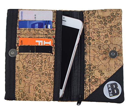 Plan B Monedero RFID Baco (15 x 8 cm) con protección Anti-contactless Corcho Natural Vegano. Hecho a Mano en España