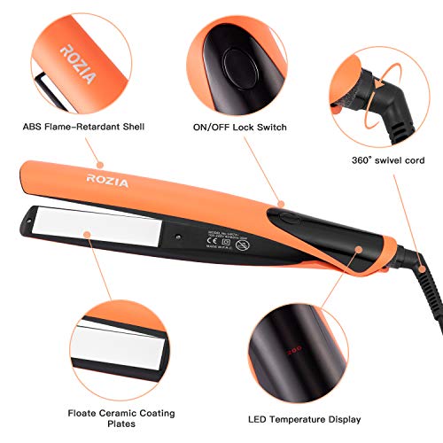 Planchas del pelo Gama Alta Plancha pelo Anti-escaldaduras Plancha de pelo Calentador PTC Plancha de pelo Profesional Plancha pelo Profesional, Con pantalla LED, Naranja, 180-220℃