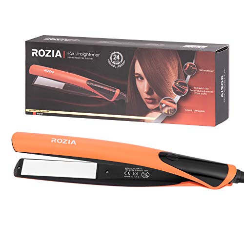 Planchas del pelo Gama Alta Plancha pelo Anti-escaldaduras Plancha de pelo Calentador PTC Plancha de pelo Profesional Plancha pelo Profesional, Con pantalla LED, Naranja, 180-220℃