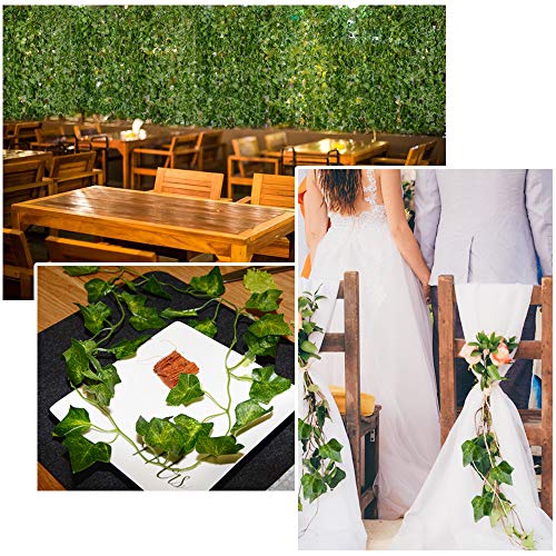 Plantas Hiedra Artificial (24pcsx2m) Hiedra Hojas de Vid Artificial Enredadera Guirnalda Decorativa Decoración Hogar Escalera Ventana Balcón Valla Jardín Boda Interior Exterior, 20m Lazo de Torcedura