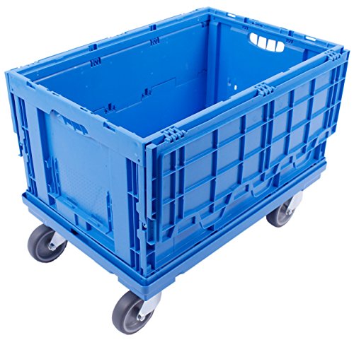 PLATAFORMA CON RUEDAS 60x40, carro para cajas Euro, carro con 4 ruedas giratorias, adecuado para cajas plegables de 60x40 cm y 40x30 cm, azul