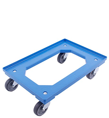 PLATAFORMA CON RUEDAS 60x40, carro para cajas Euro, carro con 4 ruedas giratorias, adecuado para cajas plegables de 60x40 cm y 40x30 cm, azul