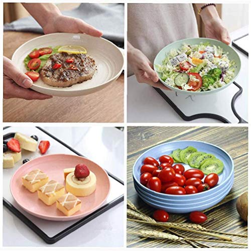 Platos, Platos Sana Ligera Paja de Trigo - 4 Placas Paquete irrompible Cena, lavavajillas y microondas Seguro y Saludable para los niños, niños, niños pequeños y Adultos tamaño pequeño 15cm