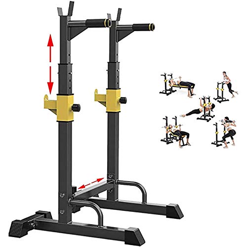 PLAYH Soporte para Barra Stand En Cuclillas Rack De Press De Banca Ajustable Multifunción Levantamiento De Pesas Gimnasio Entrenamiento De Fuerza En Interiores, 250 Kg De Carga Máxima