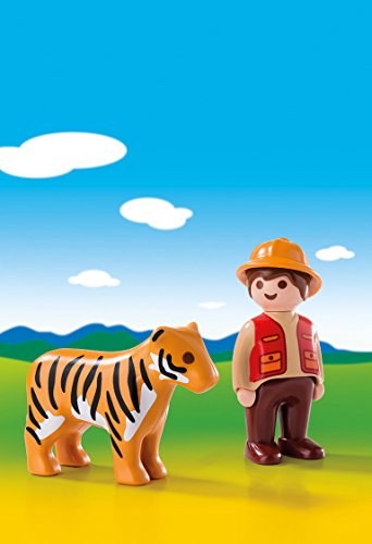 PLAYMOBIL 1.2.3- Gamekeeper with Tiger Figura con Accesorios, Multicolor (6976)