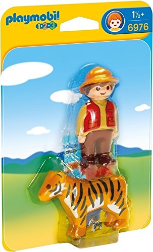 PLAYMOBIL 1.2.3- Gamekeeper with Tiger Figura con Accesorios, Multicolor (6976)