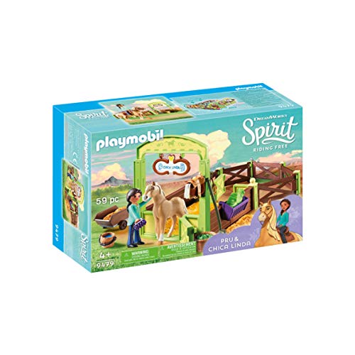 PLAYMOBIL DreamWorks Spirit Establo Pru y Chica Linda, a Partir de 4 Años (9479)