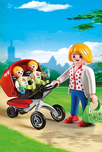 PLAYMOBIL Guardería - Mamá con Carrito de Gemelos, playset (5573)