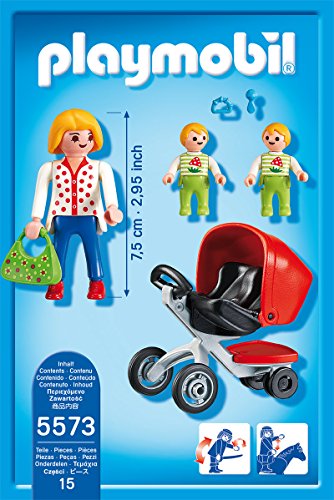 PLAYMOBIL Guardería - Mamá con Carrito de Gemelos, playset (5573)