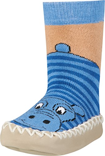 Playshoes Zapatillas con Suela Antideslizante Hippopotamus Pantuflas, Opaco, no transparente, Azul Blau 7, 19/22 EU Unisex Niños