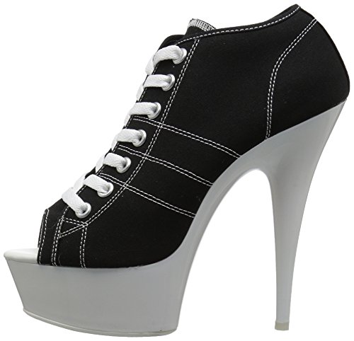 Pleaser DELIGHT-600SK-01 Blk Canvas/Neon White UK 9 (EU 42)