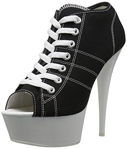 Pleaser DELIGHT-600SK-01 Blk Canvas/Neon White UK 9 (EU 42)