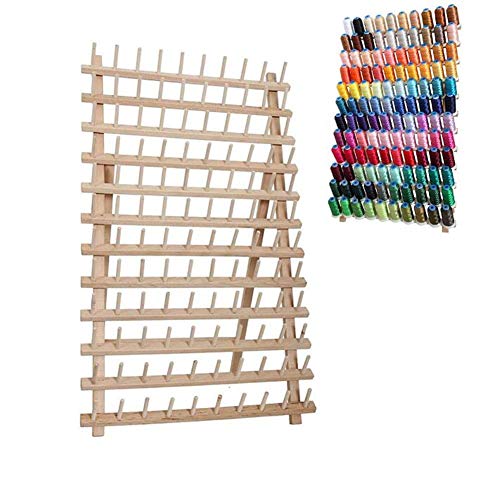 Plegables Madera Hilo Rack Soporte, 120 Bobina Piña Canillas Carretes Organizador, Soporte de Pared Máquina Coser Bordado Técnica Acolchado Almacenamiento Manualidades Costura Herramientas