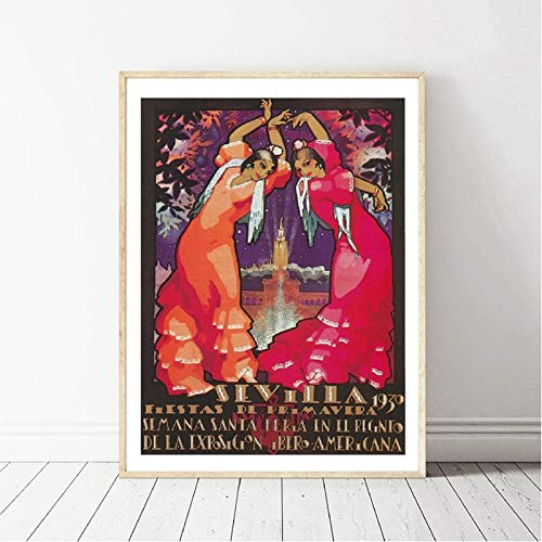 PLjVU Cartel de Viaje Vintage de Sevilla España y Festival de impresión España Pared Arte Lienzo Pintura Imagen Sala de Estar decoración del hogar-Sin marco40x50cm PLjVU Cartel de Viaje Vintage de Sevilla España y Festival de impresión España Pared Arte Lienzo Pintura Imagen Sala de Estar decoración del hogar-Sin marco40x50cm