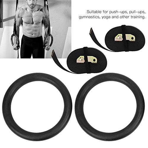 PLLO Anillos Colgantes de Gimnasia, Anillos Colgantes de Ejercicio, Poliéster práctico Duradero + ABS Ajustable Fuerte para Mujeres Mujeres Ejercicio Entrenamiento en Interiores