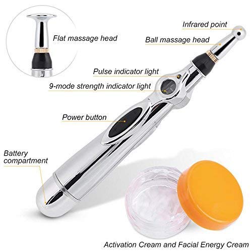 Pluma electrónica de acupuntura, máquina de acupuntura de meridianos eléctricos Instrumento de terapia magnética Meridian Energy Pen Masajeador Alivio Herramientas para el dolor