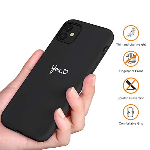 Pnakqil Funda iPhone 11 Negra Silicona con Dibujos Fun Diseño Ultrafina y Ligero Flexible Suave Carcasa Antigolpes Gel TPU Goma Bumper Protectora Piel Case Cover para Apple iPhone 11, Iniciales