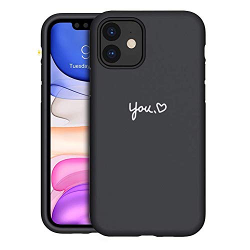 Pnakqil Funda iPhone 11 Negra Silicona con Dibujos Fun Diseño Ultrafina y Ligero Flexible Suave Carcasa Antigolpes Gel TPU Goma Bumper Protectora Piel Case Cover para Apple iPhone 11, Iniciales