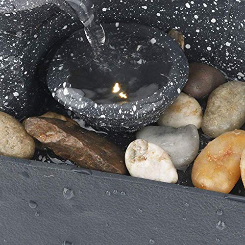 POHOVE de Mesa Fuente con Luces LED, Pequeño Relajación Cascada Feature, 4 Capas Cascada Meditación Fuente, Aura Meditación Fuente Interior Relajante Agua Sonido para Hogar Oficina Dormitorio POHOVE de Mesa Fuente con Luces LED, Pequeño Relajación Cascada Feature, 4 Capas Cascada Meditación Fuente, Aura Meditación Fuente Interior Relajante Agua Sonido para Hogar Oficina Dormitorio
