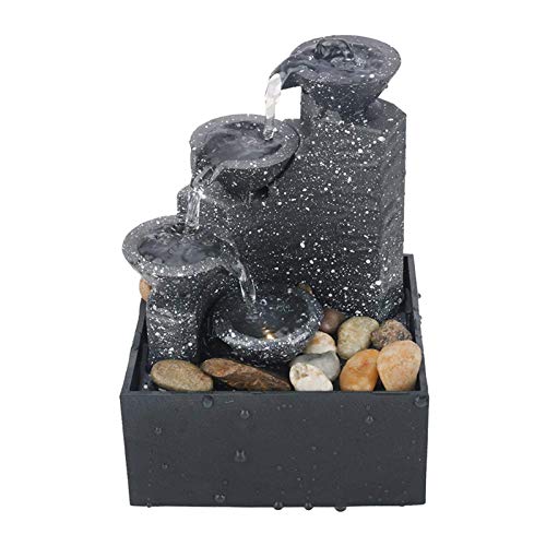 POHOVE de Mesa Fuente con Luces LED, Pequeño Relajación Cascada Feature, 4 Capas Cascada Meditación Fuente, Aura Meditación Fuente Interior Relajante Agua Sonido para Hogar Oficina Dormitorio POHOVE de Mesa Fuente con Luces LED, Pequeño Relajación Cascada Feature, 4 Capas Cascada Meditación Fuente, Aura Meditación Fuente Interior Relajante Agua Sonido para Hogar Oficina Dormitorio