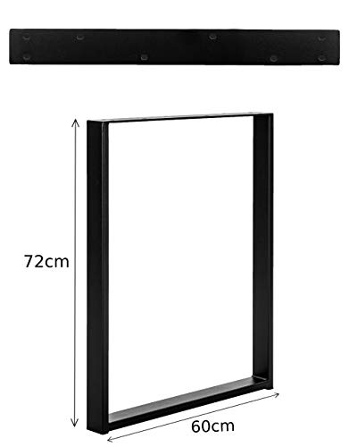 POKAR Pata de Mesa de Acero, Marcos Cuadrados Estilo Industrial DIY para Café, Mesas de la Sala de Star, Patas Metálicas de la Encimera para Muebles, 60x72 cm, Conjunto de 2, Negro