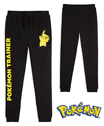 Pokèmon Chandal Niño, Pantalon Chandal Niño con Pikachu, Pantalones Negros Deporte Algodon 100%, Merchandising Oficial Regalos para Niños y Adolescentes Edad 4-14 Años (Negro, 13-14 Años)