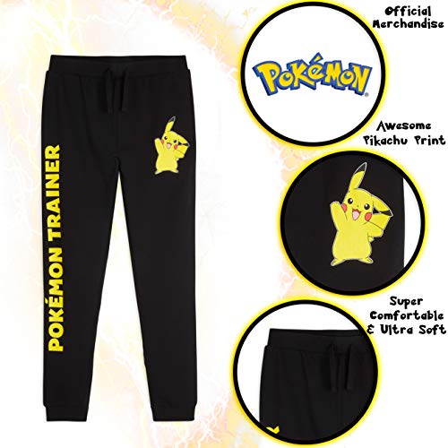 Pokèmon Chandal Niño, Pantalon Chandal Niño con Pikachu, Pantalones Negros Deporte Algodon 100%, Merchandising Oficial Regalos para Niños y Adolescentes Edad 4-14 Años (Negro, 13-14 Años)