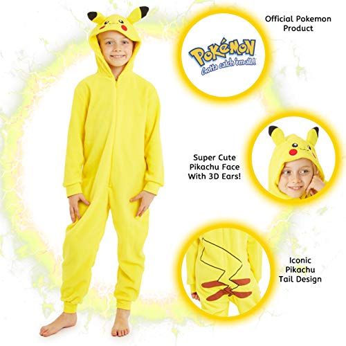 Pokèmon Pikachu Pijama Entero para Niños Niñas De Una Pieza, Cosplay, Pijama Animal Disfraz Go Capucha,Ropa de Dormir Invierno, Regalos para Chicos Chicas 4-14 Años (13-14 años)