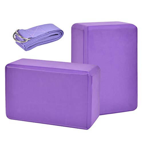 POKIENE Kit de Yoga para Mujeres, Incluye Correa de Yoga y Ladrillos de Yoga, Ladrillos de Espuma EVA 2 Pcs, Kit de Yoga para Principiantes, para Ejercicios de Relajación y Fitness