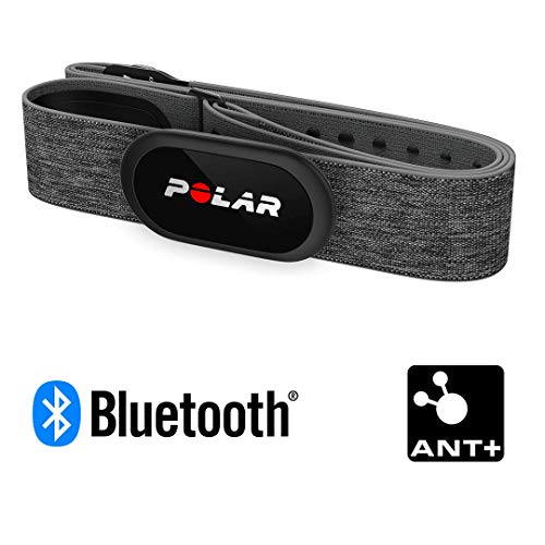Polar H10 Sensor de frecuencia cardíaca - ANT+, Bluetooth, ECG resistente al agua con banda elastica pectoral - Gris Talla M/XXL