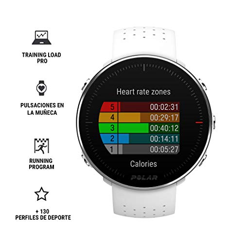 Polar Vantage M -Reloj con GPS y Frecuencia Cardíaca - Multideporte y programas de running - Resistente al agua, ligero - Blanco Talla S