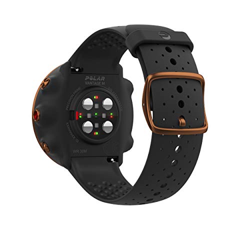 Polar Vantage M -Reloj con GPS y Frecuencia Cardíaca - Multideporte y programas de running - Resistente al agua, ligero- Negro/Cobre - Talla M/L