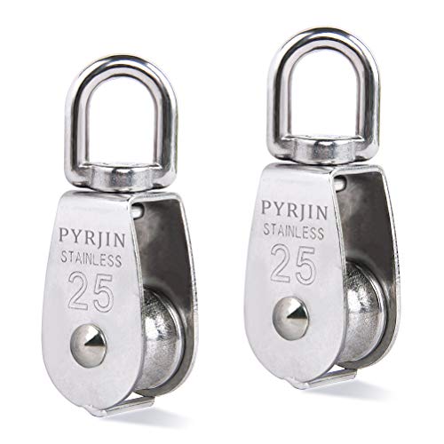 Polea 25mm Soltero Bloquear, M25 Creatiees 304 Inoxidable Acero Polea Rodillo Cargando 331lbs/150kg, 2 Piezas Polea 25mm Soltero Bloquear, M25 Creatiees 304 Inoxidable Acero Polea Rodillo Cargando 331lbs/150kg, 2 Piezas