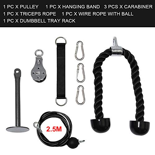 Polea de cuerda para hacer ejercicio, para hacer ejercicio, fuerza de mano, antideslizante, elevación, sistema de accionamiento silencioso, para entrenamiento, brazo, bíceps y tríceps (2,5 m) Polea de cuerda para hacer ejercicio, para hacer ejercicio, fuerza de mano, antideslizante, elevación, sistema de accionamiento silencioso, para entrenamiento, brazo, bíceps y tríceps (2,5 m)