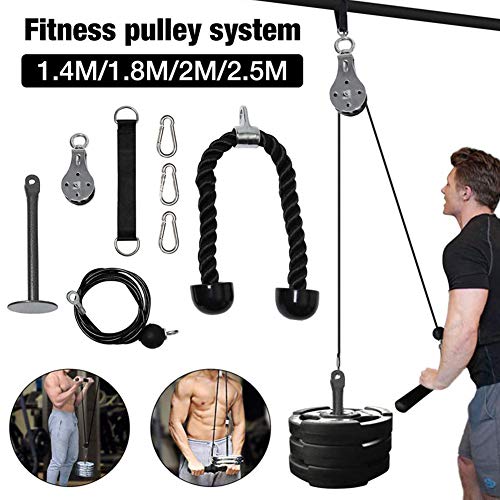 Polea de cuerda para hacer ejercicio, para hacer ejercicio, fuerza de mano, antideslizante, elevación, sistema de accionamiento silencioso, para entrenamiento, brazo, bíceps y tríceps (2,5 m) Polea de cuerda para hacer ejercicio, para hacer ejercicio, fuerza de mano, antideslizante, elevación, sistema de accionamiento silencioso, para entrenamiento, brazo, bíceps y tríceps (2,5 m)