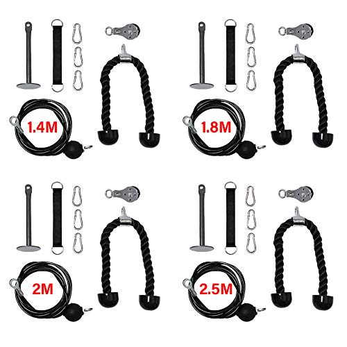 Polea de cuerda para hacer ejercicio, para hacer ejercicio, fuerza de mano, antideslizante, elevación, sistema de accionamiento silencioso, para entrenamiento, brazo, bíceps y tríceps (2,5 m) Polea de cuerda para hacer ejercicio, para hacer ejercicio, fuerza de mano, antideslizante, elevación, sistema de accionamiento silencioso, para entrenamiento, brazo, bíceps y tríceps (2,5 m)