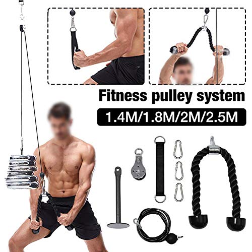 Polea de cuerda para hacer ejercicio, para hacer ejercicio, fuerza de mano, antideslizante, elevación, sistema de accionamiento silencioso, para entrenamiento, brazo, bíceps y tríceps (2,5 m) Polea de cuerda para hacer ejercicio, para hacer ejercicio, fuerza de mano, antideslizante, elevación, sistema de accionamiento silencioso, para entrenamiento, brazo, bíceps y tríceps (2,5 m)