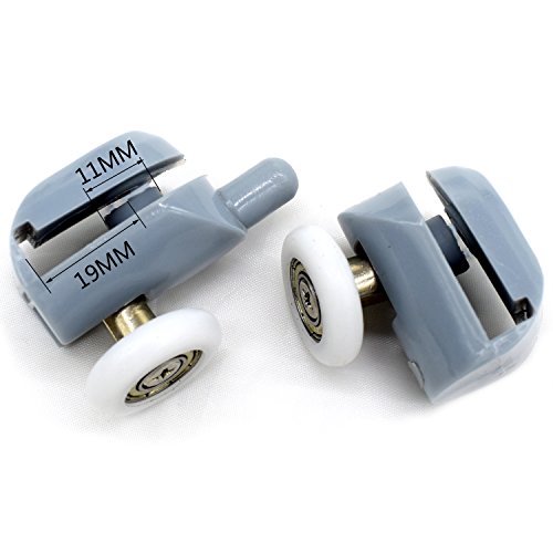 Polea para mampara de ducha, 4 piezas superiores y 4 piezas inferiores, para puerta corredera de cristal baño, incluye rodamientos de recambio (22 mm de diámetro) Polea para mampara de ducha, 4 piezas superiores y 4 piezas inferiores, para puerta corredera de cristal baño, incluye rodamientos de recambio (22 mm de diámetro)