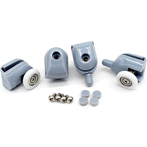 Polea para mampara de ducha, 4 piezas superiores y 4 piezas inferiores, para puerta corredera de cristal baño, incluye rodamientos de recambio (22 mm de diámetro) Polea para mampara de ducha, 4 piezas superiores y 4 piezas inferiores, para puerta corredera de cristal baño, incluye rodamientos de recambio (22 mm de diámetro)