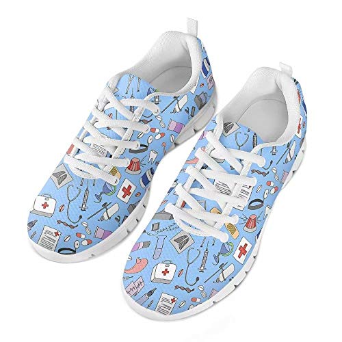 Polero - Zapatillas de enfermera con diseño de historieta y osos, zapatillas deportivas para mujer, para correr, caminar, con cordones talla EU 36-41, color, talla 37 EU Polero - Zapatillas de enfermera con diseño de historieta y osos, zapatillas deportivas para mujer, para correr, caminar, con cordones talla EU 36-41, color, talla 37 EU