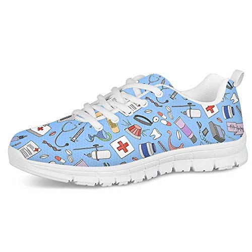 Polero - Zapatillas de enfermera con diseño de historieta y osos, zapatillas deportivas para mujer, para correr, caminar, con cordones talla EU 36-41, color, talla 37 EU Polero - Zapatillas de enfermera con diseño de historieta y osos, zapatillas deportivas para mujer, para correr, caminar, con cordones talla EU 36-41, color, talla 37 EU
