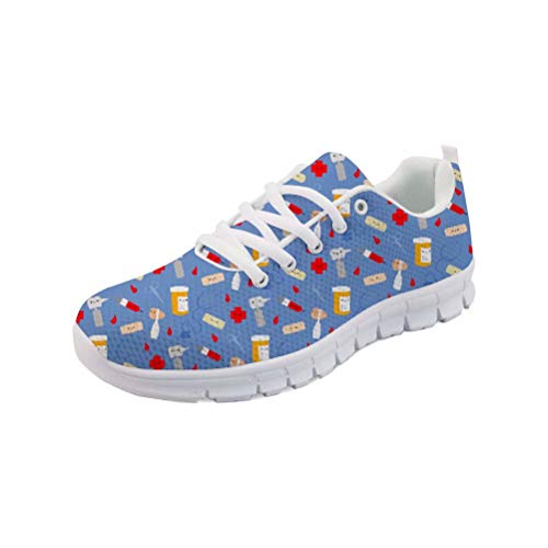 Polero - Zapatillas de enfermera con diseño de historieta y osos, zapatillas deportivas para mujer, para correr, caminar, con cordones talla EU 36-41, color, talla 39 EU Polero - Zapatillas de enfermera con diseño de historieta y osos, zapatillas deportivas para mujer, para correr, caminar, con cordones talla EU 36-41, color, talla 39 EU