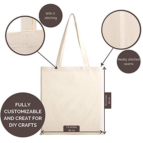 POLHIM-Bolsa Tela 100% Algodón Biodegradable,Lavable,Reutilizable-Asas Largas de 70cm.Para Ropa,Manualidades,Alimentos,Verduras,ir de Paseo y Uso Diario.Medidas 38x42cm,Densidad 145gr/m2,Color Natural POLHIM-Bolsa Tela 100% Algodón Biodegradable,Lavable,Reutilizable-Asas Largas de 70cm.Para Ropa,Manualidades,Alimentos,Verduras,ir de Paseo y Uso Diario.Medidas 38x42cm,Densidad 145gr/m2,Color Natural