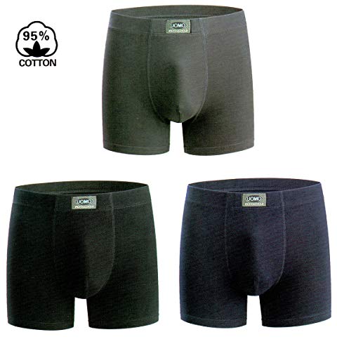 Poligono Calzoncillos Hombre, Ropa Interior Masculina Cómoda y Elástica,Boxer de Algodón, Paquete de 6, 2 Negros, 2 Azules, 2 Grises Poligono Calzoncillos Hombre, Ropa Interior Masculina Cómoda y Elástica,Boxer de Algodón, Paquete de 6, 2 Negros, 2 Azules, 2 Grises