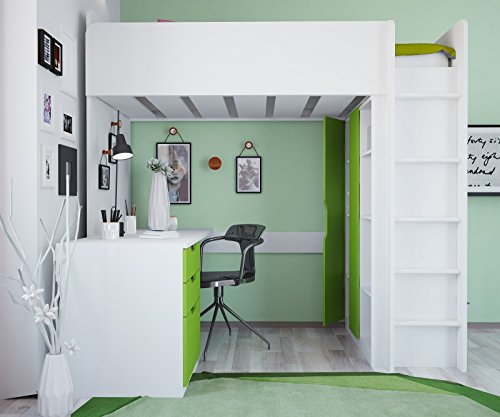Polini Kids 1447.6 - Cama alta infantil con armario y escritorio Polini Kids 1447.6 - Cama alta infantil con armario y escritorio