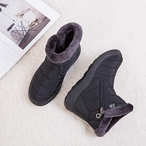 POLP Botas de Nieve para Mujer Cálidas Botines Invierno con Cremallera Calzado Impermeable Zapatos Cálidos Botines de Felpa 35-43