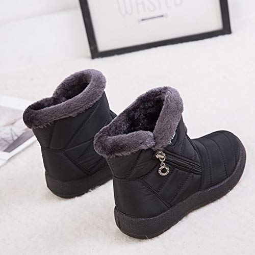 POLP Botas de Nieve para Mujer Cálidas Botines Invierno con Cremallera Calzado Impermeable Zapatos Cálidos Botines de Felpa 35-43 POLP Botas de Nieve para Mujer Cálidas Botines Invierno con Cremallera Calzado Impermeable Zapatos Cálidos Botines de Felpa 35-43